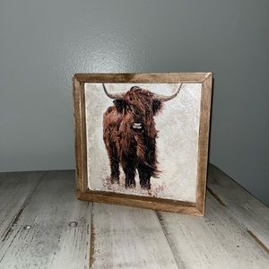 Handmade highland cow 6” x 6” small frame